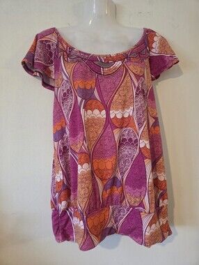 Liz Claiborne Axcess Abstract Pink Flutter Sleeve Top